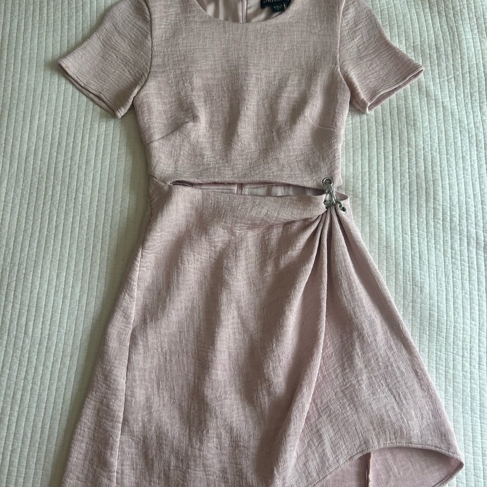 Stylestalker Pink Asymmetrical Hardware Wrap Dress